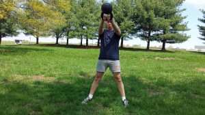 The mighty kettlebell swing is great to pair with sprints