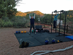 kettlebell training in the desert is spectacular